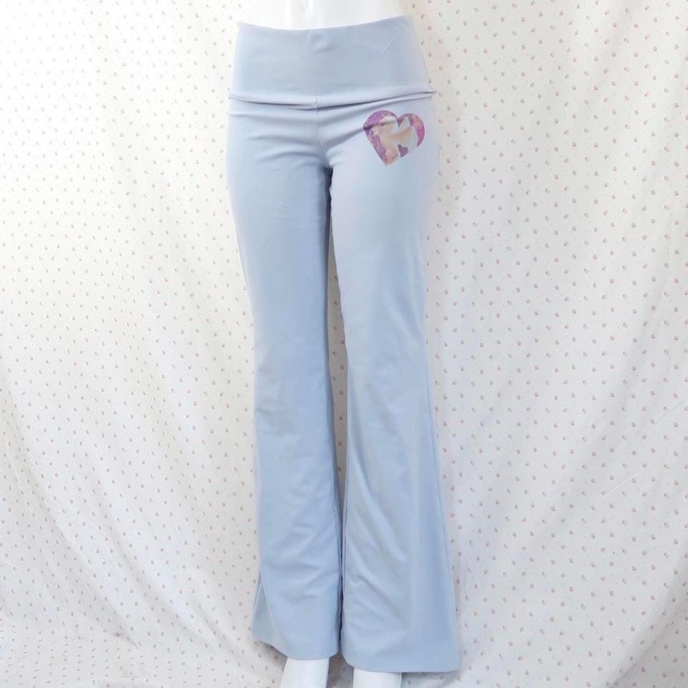Light Blue Heart Unicorn Foldover Flare Pants M